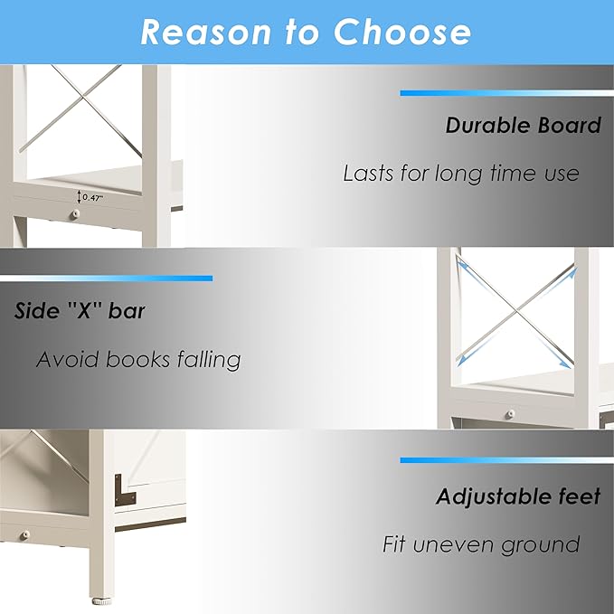 Wildhome 6-Shelf Corner Bookshelf, Vintage Industrial Corner Shelf Etagere Bookcase, Large Book Shelf with Metal Frame Open Storage Corner Cabinet (White-Lockers, Large)