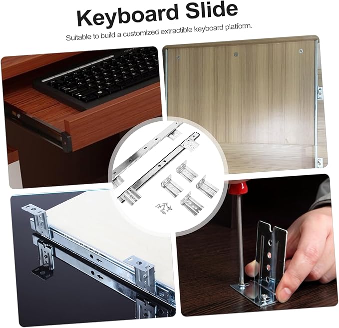 Outanaya 13.77 Inch Bearing Keyboard Slide Rails Soft-Close Under Desk Drawer Slides for Custom Keyboard Tray Mount with Ball Bearing Design