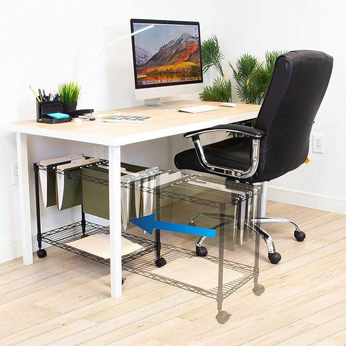 Utility Carts Single Tier Metal Rolling Mobile File Office Pedestal Files Cabinets with Storage Rack and Locking Casters Heavy Duty Steel Hanging Folders Organizer Carts Baskets for Office or Home