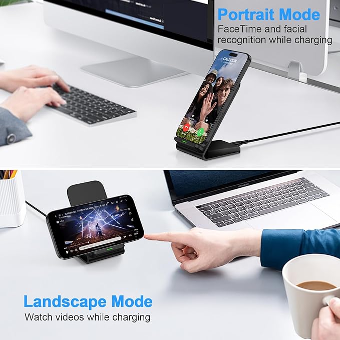 Samsung S26 S25 Wireless Charger Stand Wireless Phone Charger for Android Samsung Galaxy S25 Ultra S25 Edge S25 Plus S25FE S24FE S23 S22 S21 S20, Wireless Charging Station for iPhone 17 with Adapter