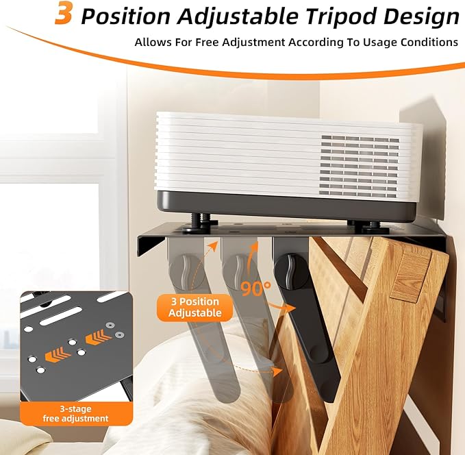 CABTE Metal Projector Mount Adjustable Angle, Suitable for Projectors and Speakers Perforated Design for Heat Dissipation Foldable for Storage,Hidden Wall-Mounted (11.81 * 9.45inch)
