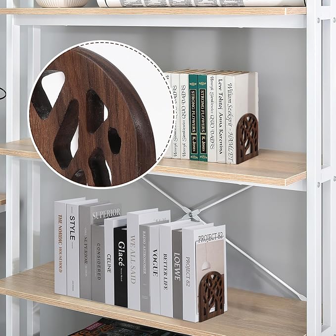2 Pieces Wood Tree Book Ends for Shelves, Non-Skid Bookends Large Heavy Duty Bookend Book Holders for Heavy Books Decorative Book Accessories to Hold Books Firmly on Bookshelf