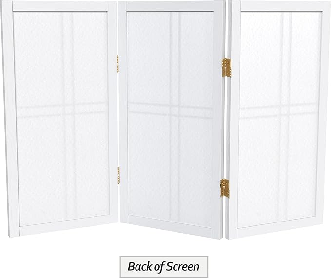 2 ft. Short Desktop Double Cross Shoji Screen - White - 3 Panels