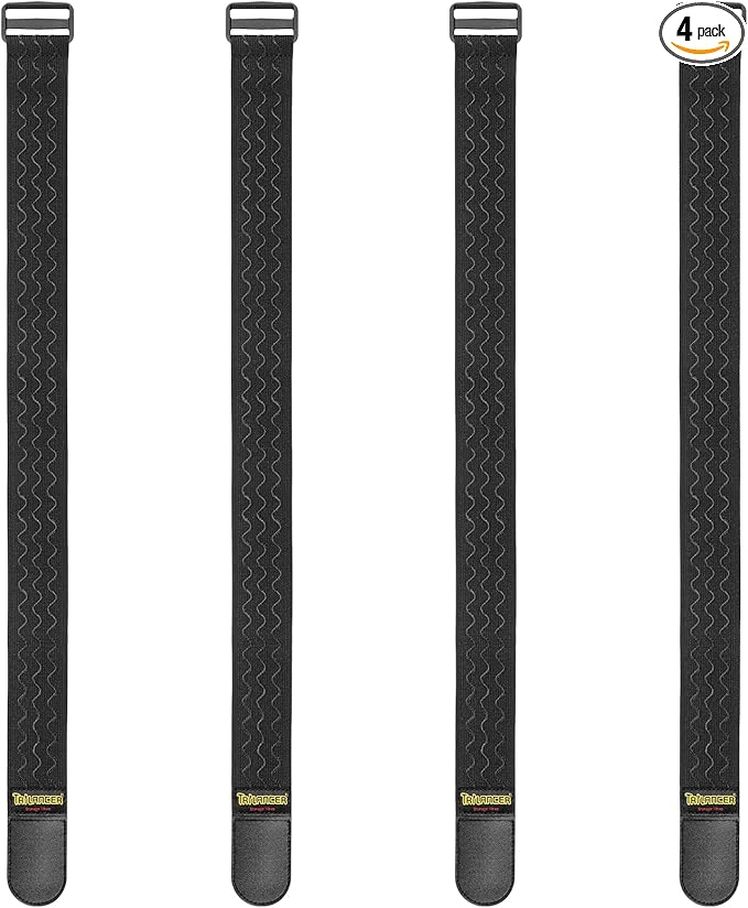 Trilancer Elastic Cinch Straps with Anti-Slip Strips, 24 "x 2" (4 Pack) Multipurpose Hook and Loop Bundling Straps for Hose, Cords, Bike, Luggage, Camping, Yoga Mats