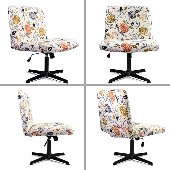 Iauddy Armless Criss Cross Office Desk Chair Cover Slipcover,Accent Mid Back Wide Swivel Task Vanity Slipper Chair Protector Stretch Removable Without Arms for Accent Chair
