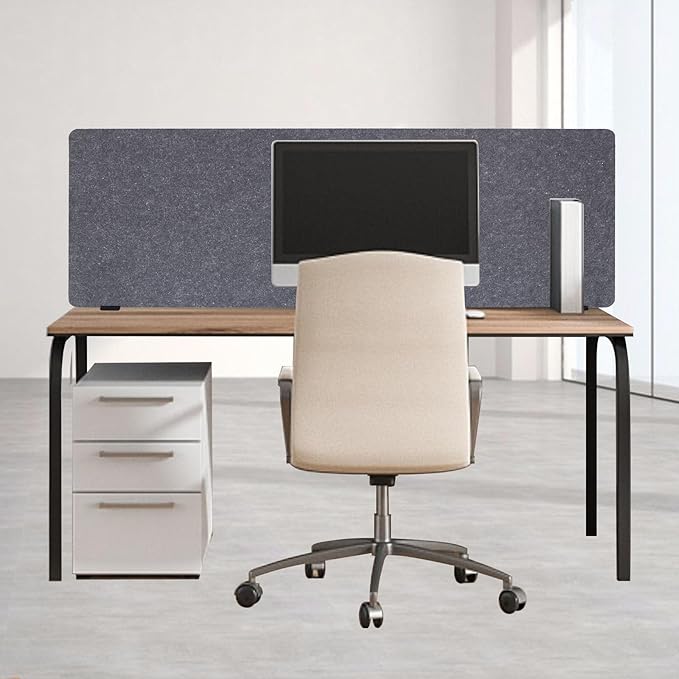 Desktop Privacy Panel, Sound Absorbing Cubicle Desk Divider Privacy Panel for Reduces Noise and Visual Distractions, Office Partition, Clamp-on Type (Grey)