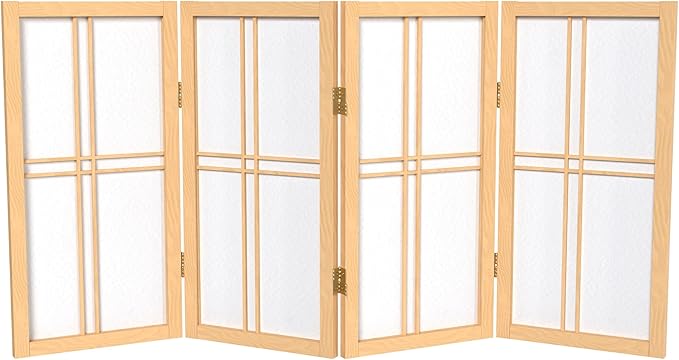 2 ft. Short Desktop Double Cross Shoji Screen - Natural - 4 Panels