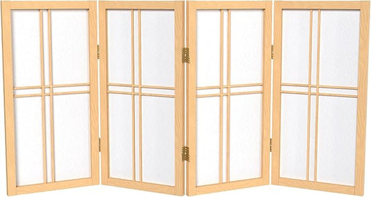 2 ft. Short Desktop Double Cross Shoji Screen - Natural - 4 Panels