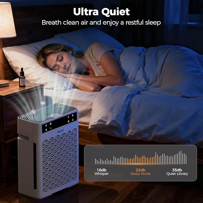 Air Purifiers for Home Large Room up to 3000sq.ft, PRASKY HEPA Air Purifier & with Activated Carbon for Office, Bedroom, Dorm Room, Kitchen