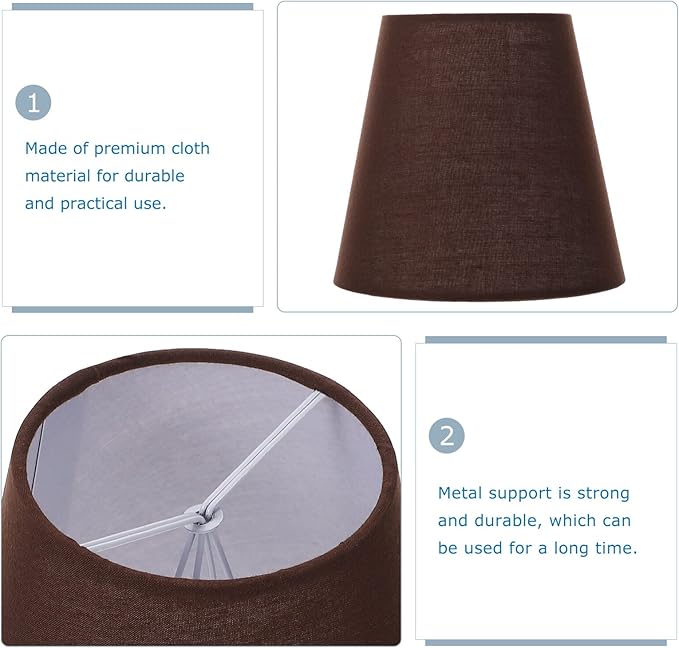 Kichvoe Cloth Lamp Cover 5.51In Brown Fabric Lampshade Clip on for Table and Floor Lamps Decorative Lighting Accessories