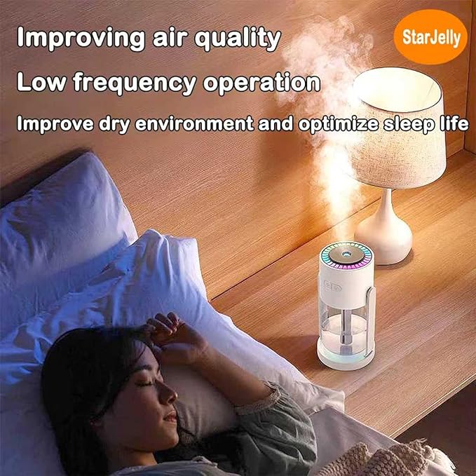 Portable Starry Sky Projection Humidifier, USB Mini Humidifier, 360° Rotating Nozzle, Colorful Lights, Anti-Clogging Technology, Ultra-Quiet Design, Suitable for Offices, Bedroom, Desktops. (01 White)