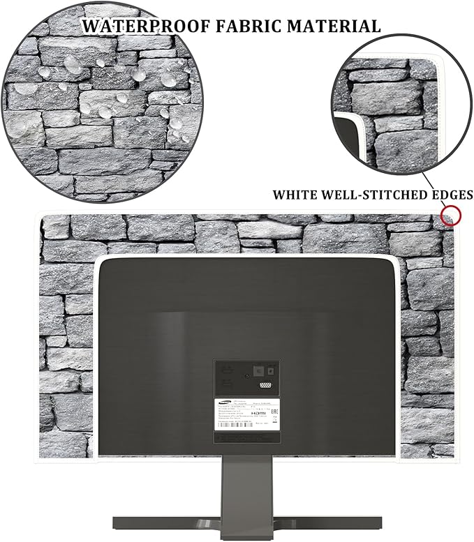Gray Vintage Wall Waterproof Television Cover 32 Inch Anti-Static Dustproof Protective Full Body Cover for TV Screen Sleeve Compatible with Television LED LCD OLED TVs Protector