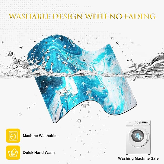 JIKIOU Mouse Pad with Non-Slip Rubber Base, Premium-Textured & Washable Computer Mousepad with Stitched Edges, Mouse Pads for Computers, Laptop, Gaming, Office & Home, 10.2 x 8.3 in Blue Waves