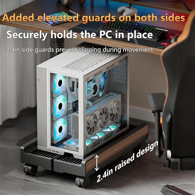 Heavy-Duty Adjustable Mobile CPU Stand with Locking Wheels,PC Tower Floor Cart,Ventilated Rolling Computer Holder Fits Most Gaming&Office Towers, Under Desk PC Riser with Caster Wheels (Marble Pattern)