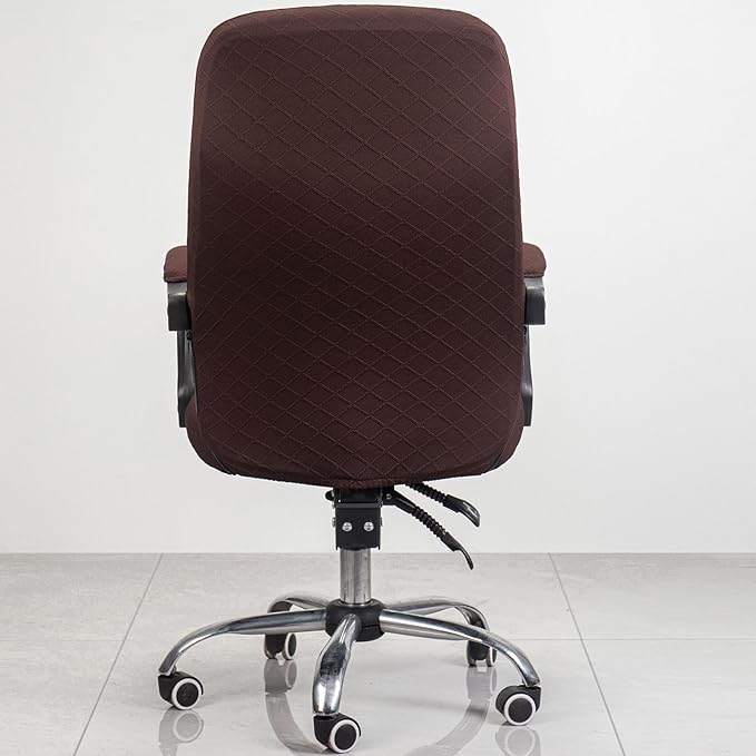 Melaluxe Office Chair Cover with Armrest Covers， Universal Stretch Desk Chair Cover, Computer Chair Slipcovers (Size: L) - Dark Coffee