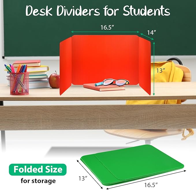 30 Pcs Colorful Desk Dividers for Students, Waterproof Durable Plastic Testing Dividers Privacy Folders for classroom, Easy to Clean, Desk Privacy Panel Classroom Shield Folder Boards Teacher Supplies