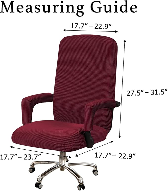Turquoize Office Chair Cover Stretch With Arms - Universal Removable Rotating Boss Slipcover for Computer Desk Chairs - for Dogs Cats Pets, Burgundy