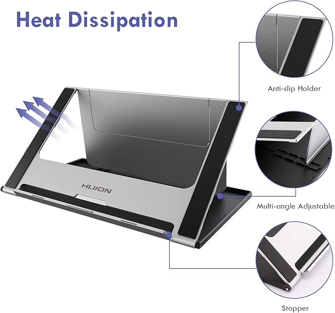 HUION Adjustable Stand Multi-Angle Portable Desk Stand for 10-15.6" Graphics Drawing Monitor Tablet Pen Display, Suitable for Kamvas Pro 12/13/16, Kamvas 12/13/16, iPad Pro, Wacom Cintiq