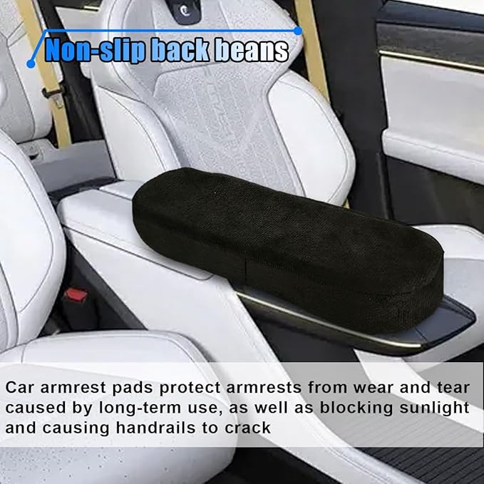 2PCS Car Seat Armrest Covers, Soft & Comfortable Office Chair Arm Pad, Anti-Scratch Car Armrest Cushion, Universal Car Armrest Pillow Protector Cover for Most Cars (Black)