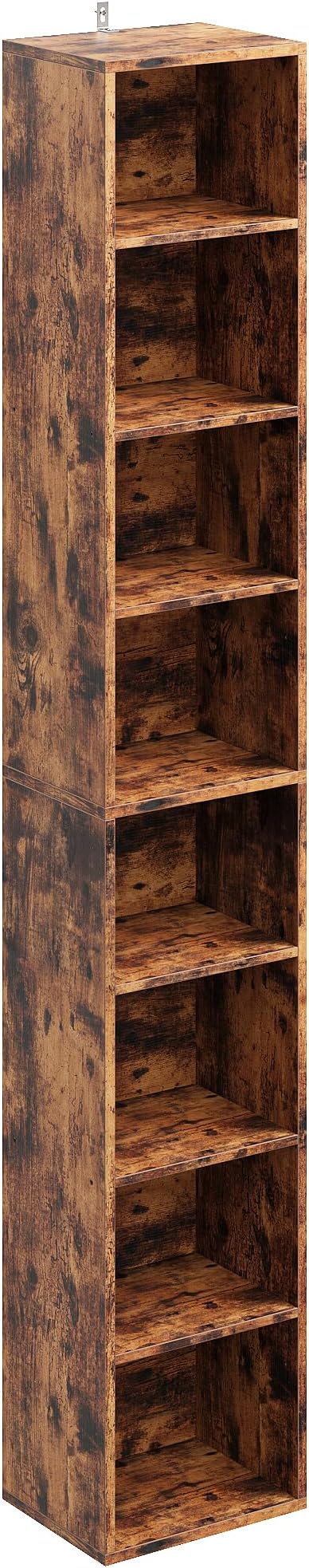 IRONCK Tall Narrow Bookshelf 8 Tiers, Compact Corner Bookcase, Floor Standing Display Storage Shelves 71 in Tall, Easy to Match for Living Room, Office, Study, Bedroom