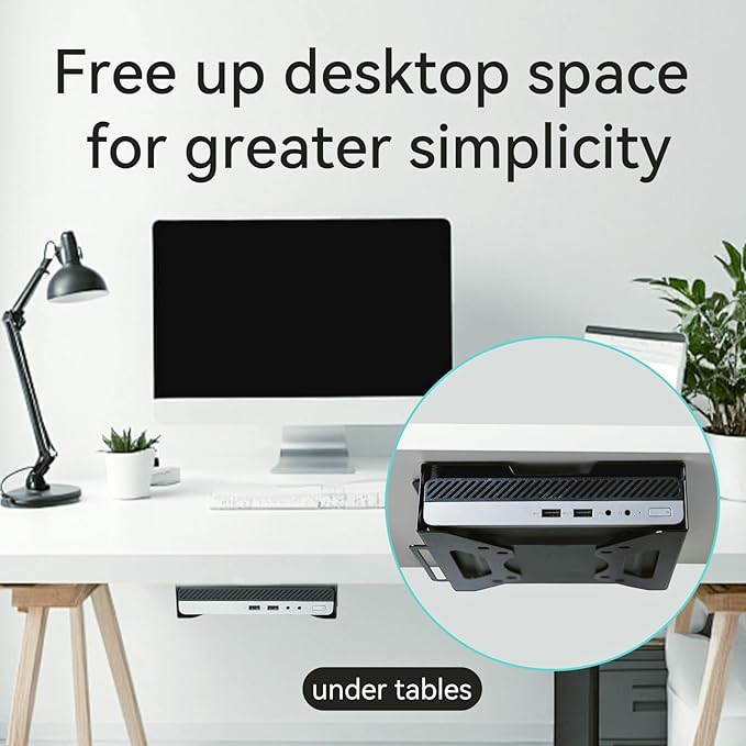 Mini PC Mount Compatible with HP 260 Desktop,ProDesk 400 405 600,EliteDesk 705 800 805 Mini PCs VESA Mount Adapter Wall and Under Desk