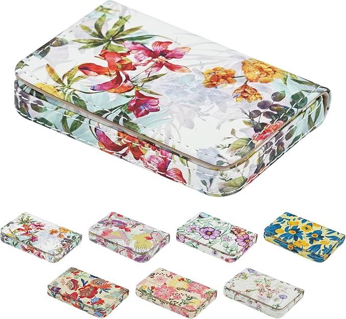 Business Card Holder，PU Leather Business Card Case Color Printing Pattern Card Holder Wallet，Pockets Magnetic Credit Card Holders for Men and Women - Flamingo
