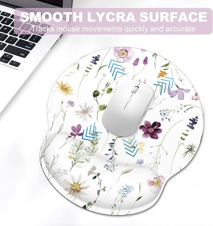 Ergonomic Mouse Pad with Wrist Rest and Keyboard Wrist Rest, Mousepad and Wrist Rest for Computer Keyboard, Pain Relief, Non-Slip Rubber Base, Mouse Pad Wrist Support for Gaming, Flowers and Plants