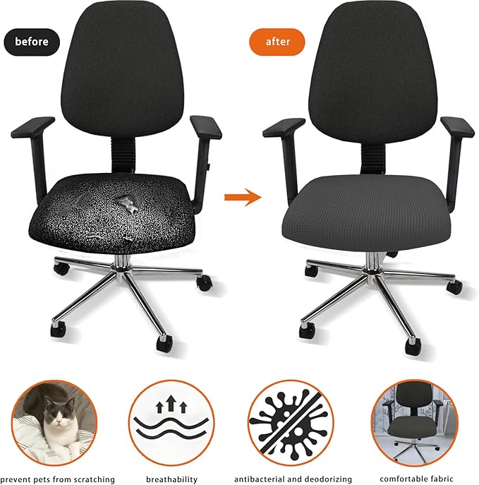 DHXYZZB Chair Seat Cover Office Chair Cushion Protectors Waterproof Stretchable Chair Slipcover Universal for Office Desk Swivel Computer Chairs Covers