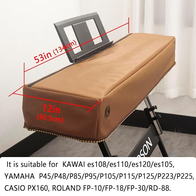Keyboard Piano Cover Digital Piano Dust Covers Luxury Soft and Premium Surface Thickening Electronic Organ Covering Keyboard Update Encasement (Brown)