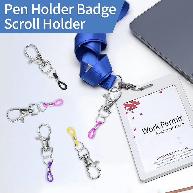 GAQWOK 10PCS Retractable Pen Holders - Clip on Pens for Badge Reel, Perfect Pen Holder for Lanyard, Nurses, and X-ray Marker Holder
