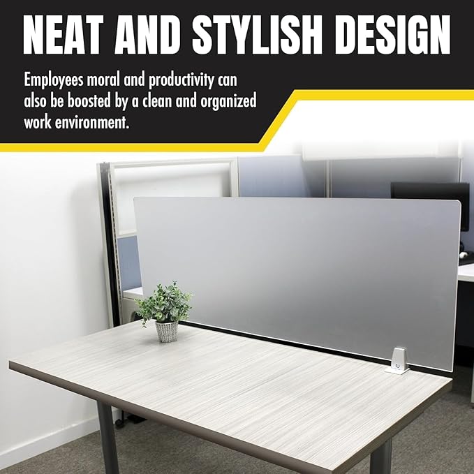 OBEX Frosted Acrylic Desk Mounted Privacy Panel, 12" x 48", Frosted