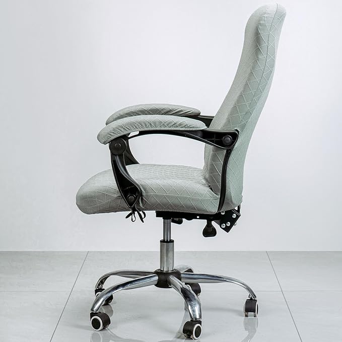 Melaluxe Office Chair Cover with Armrest Covers， Universal Stretch Desk Chair Cover, Computer Chair Slipcovers (Size: L) - Grayish Green