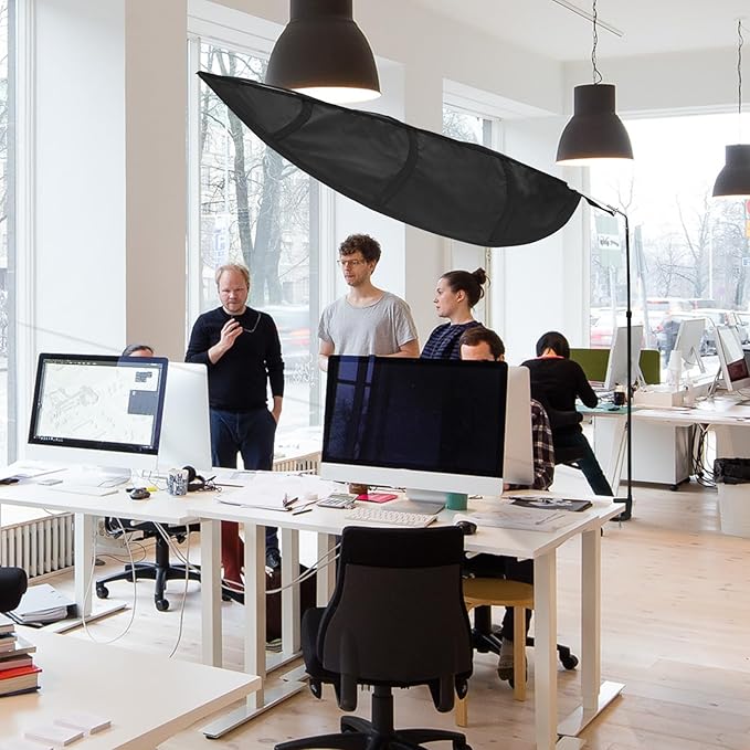 P Polerden Office Cubicle and Desk Shade,Adjustable cubicle shade,Block Overhead Light, Glare, And Airflow,Uv-Resistant Fabric,Working Office Cubicle Accessories for Light Sensititve Workers