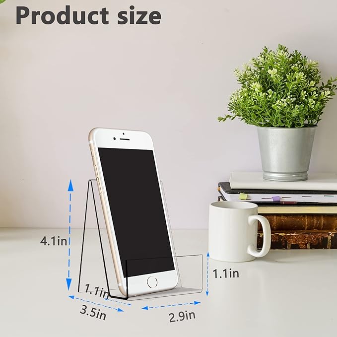 10PCS 4" x 3" Acrylic Book Display Stand Clear Easel with Ledge Tablet Holder for Displaying Books, Pictures, Notebooks, CDs, Artworks, etc (Small(10 Pack))