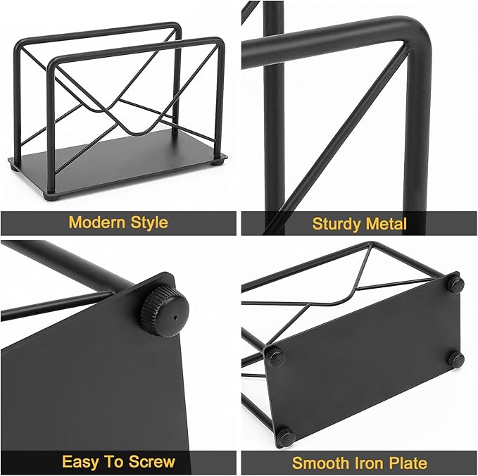 Modern Mail Holder for Home Office, Metal Letter Organizer Sorter for Desk, Cutout Mail Envelope Design, Bill Filling Paper Document Rack, Envelope Storage Rack with Metal Base