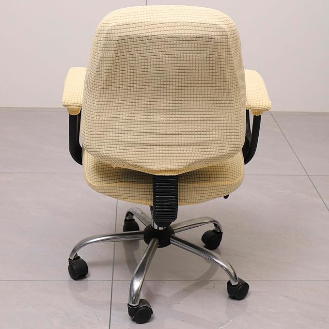 Melaluxe Office Chair Cover with Armrest Covers， Universal Stretch Desk Chair Cover, Computer Chair Slipcovers - Beige