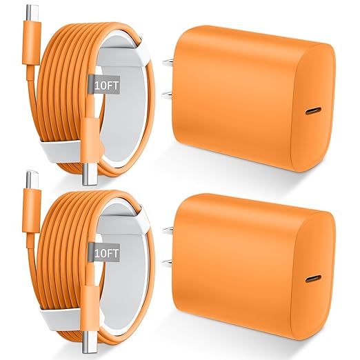 iPhone 17 16 15 Charger Fast Charging Type C Chargers USBC Fast Charger Block& iPhone 17 Charger Cord 10FT Long USB C Charging Cable for Phone 17/17 Pro/17Pro Max/Air/Phone 16 15 Pro Max,Cosmic Orange