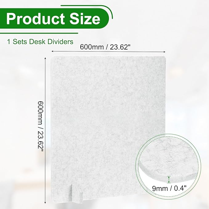 PATIKIL Desk Dividers 24" x 24", 1 Pack Desk Privacy Panel Freestanding Noise Reducing Partition Acoustic Panel with 4Pcs Support Feet for Testing Office Home Library, Light Gray Style C