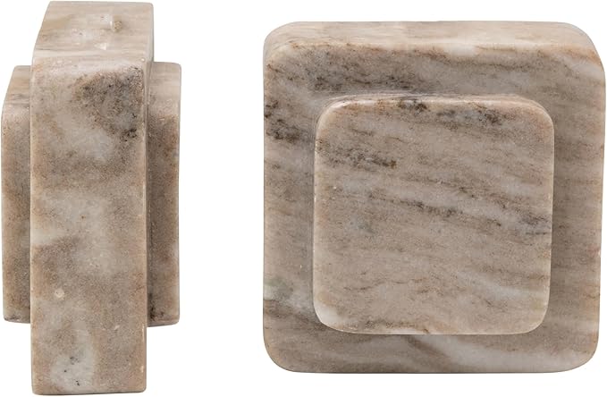 Bloomingville Heavy Duty Marble Bookends, Beige, (Pack of 4)