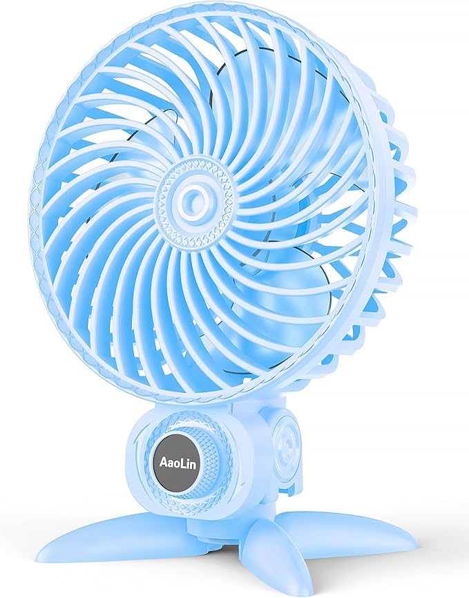 AaoLin USB Small Fan, Desk Fans with CVT Variable Speeds, Strong Cooling Airflow, Quiet Portable, Desktop Mini Personal Fan for Room, Home,Office, Bedroom-USB Powered (Blue)