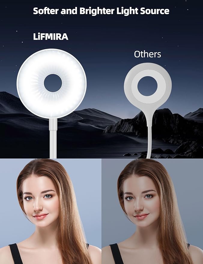 LiFMIRA Clip on Light, LED Reading Light for Beds Headboards, Flexible Clip on Lamp with Clamp,3 Color Modes & 10 Brightness Eye-Friendly Book Light Reading Light for Books in Bed Bedside Desks White