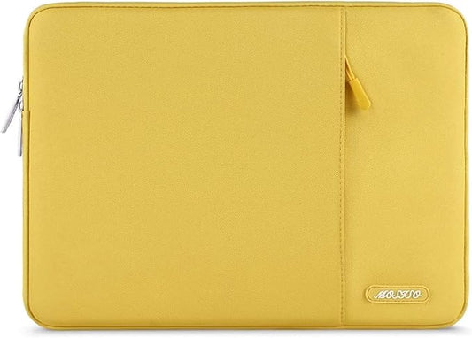MOSISO Laptop Case 13.3 inch, 13-13.3 inch Laptop Sleeve Compatible with MacBook Air/Pro 13/Pro 14 M5 M4 M3 M2 M1, HP Dell ASUS Lenovo,Polyester Vertical Computer Sleeve Bag with Pocket, Yellow