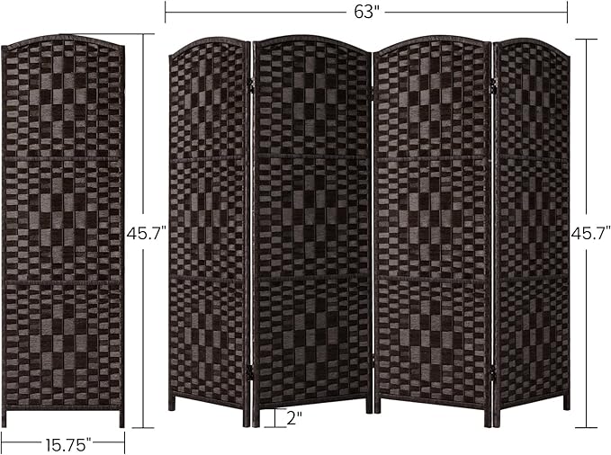 HALLYBEE Small Room Divider, Privacy Screen, Short Room Dividers and Folding Privacy Screens, Foldable Temperary Wall Partitions, 4 Panel Dark Mocha Space Separation Separator