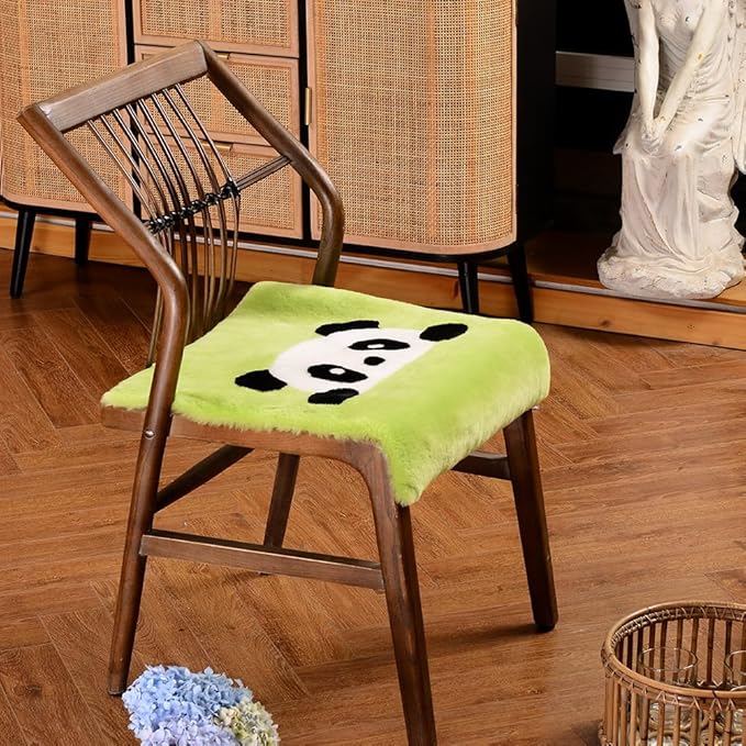 LLB Sheepskin Chair Covers Office Chair Cushion Dining Room Chair Pads Desk Chair Seat Cushion for Computer Chair Fur Area Rugs for Living Room 19x19 Inch (Pack of 1), Shearling Panda
