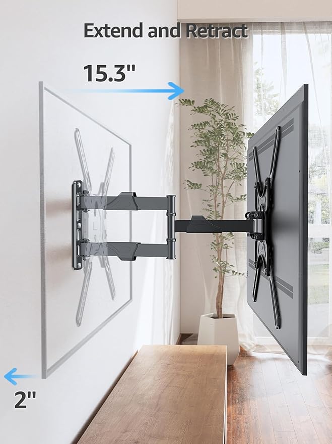 MOUNTUP Full Motion TV Wall Mount for Most 26-60 Inch TVs, Max VESA 400x400mm Wall Mount TV Bracket with Swivel Tilting Extension Level Adjustment for LED LCD Flat Curved TVs Up to 77 LBS, MU0018