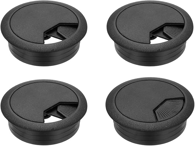 PATIKIL Desk Grommet 2", 4 Pcs Plastic Desk Hole Cover Cable Grommet Cord Hole Cover Table Wires Organizer for Home Office Wires Cables Through The Countertop, Black