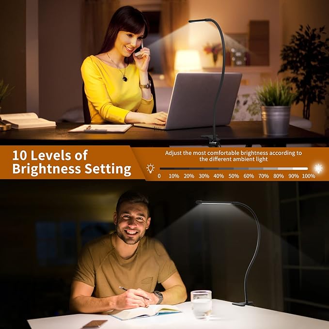 iZELL Reading Light, Book Light for Reading in Bed [77 LEDs Light with 3 Color Modes & 10 Brightness Levels] 27.6-inch Flexible Gooseneck LED Desk Lamps, Easy Clip on USB Reading Lamp for Table