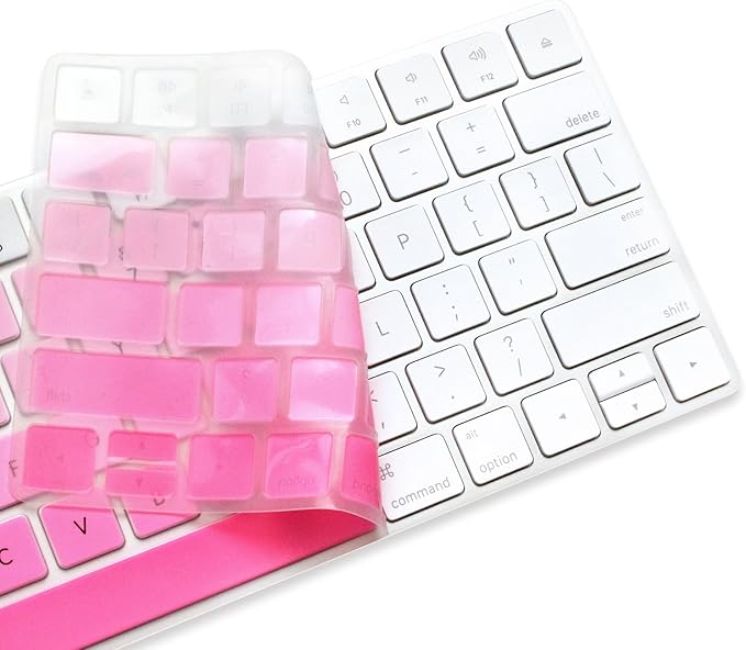 ProElife Ultra Thin Silicone Keyboard Protector Cover Skin for Apple Magic Keyboard & Magic Keyboard 2 (U.S Version, Model: MLA22L/A-A1644, Without Numeric Keypad) (Ombre Pink)