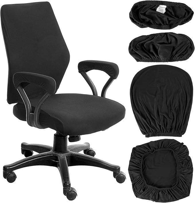 4 Pcs Computer Chair Covers with Armrest - Universal Protective Stretchable Office Chair Cover - Office Gaming Chairs Seat Cover for Swivel Chairs Rotating