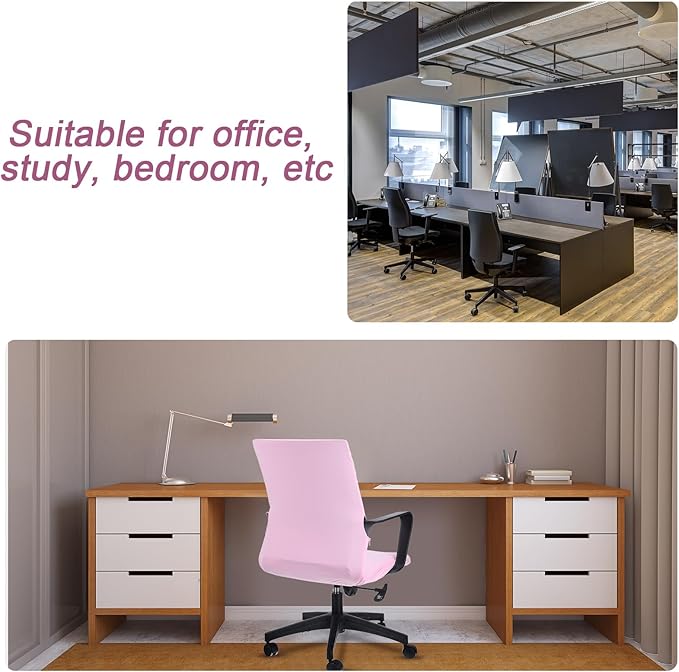 Tallew Office Chair Cover Stretchable Computer Universal Chair Seat Covers Removable Desk Chairs Slipcovers Washable Office Cushion Backrest for Rotating(Pink)